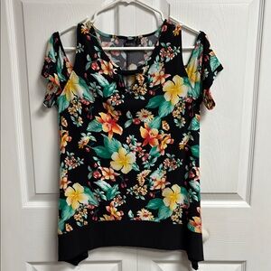 Rafaella Yellow and Orange Open Shoulder Blouse